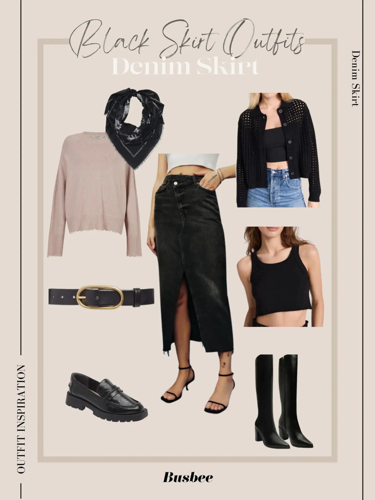 Black Denim Skirt outfits