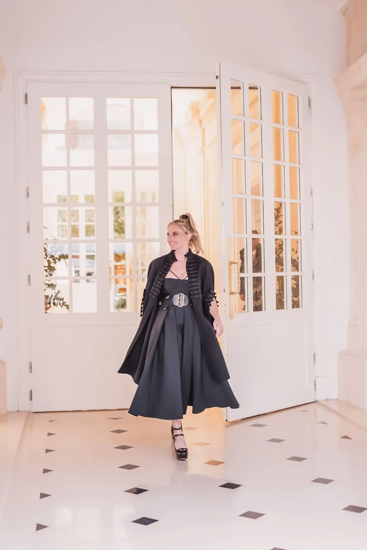 Erin Busbee outside Dior store in paris on 30 montaigne