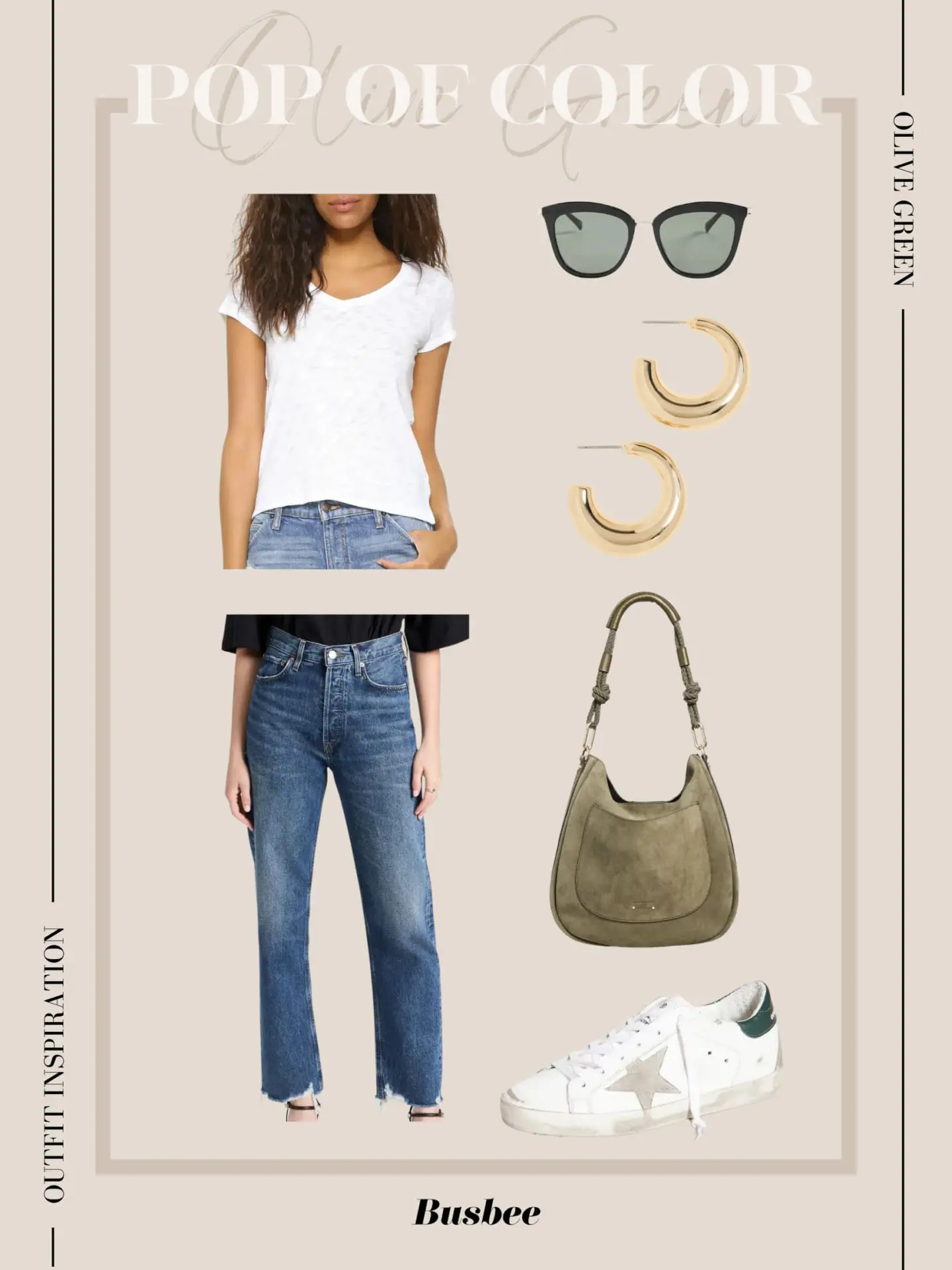 pop of olive green outfit