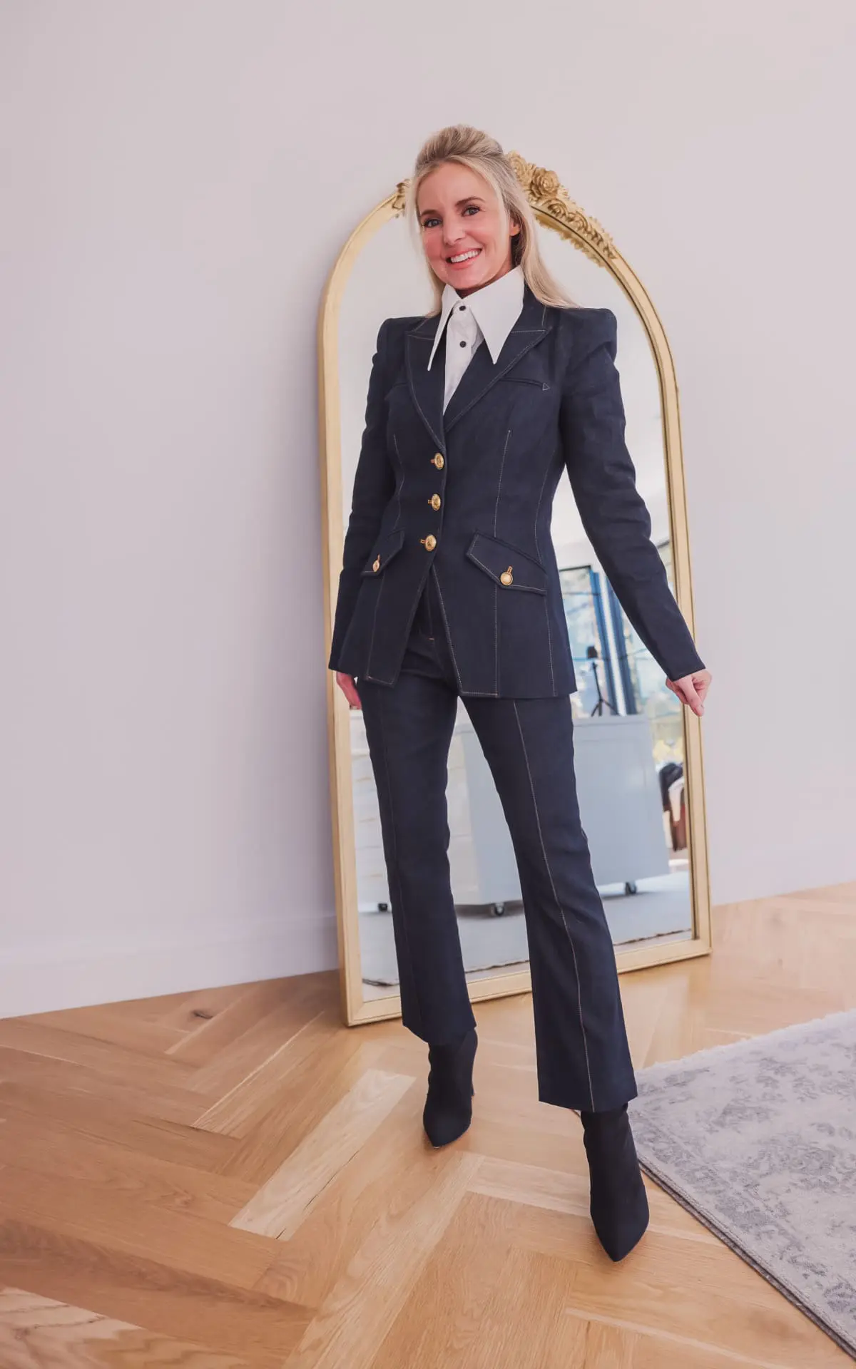 Pinstripe Blazer & Denim Trousers | New Workwear Outfits
