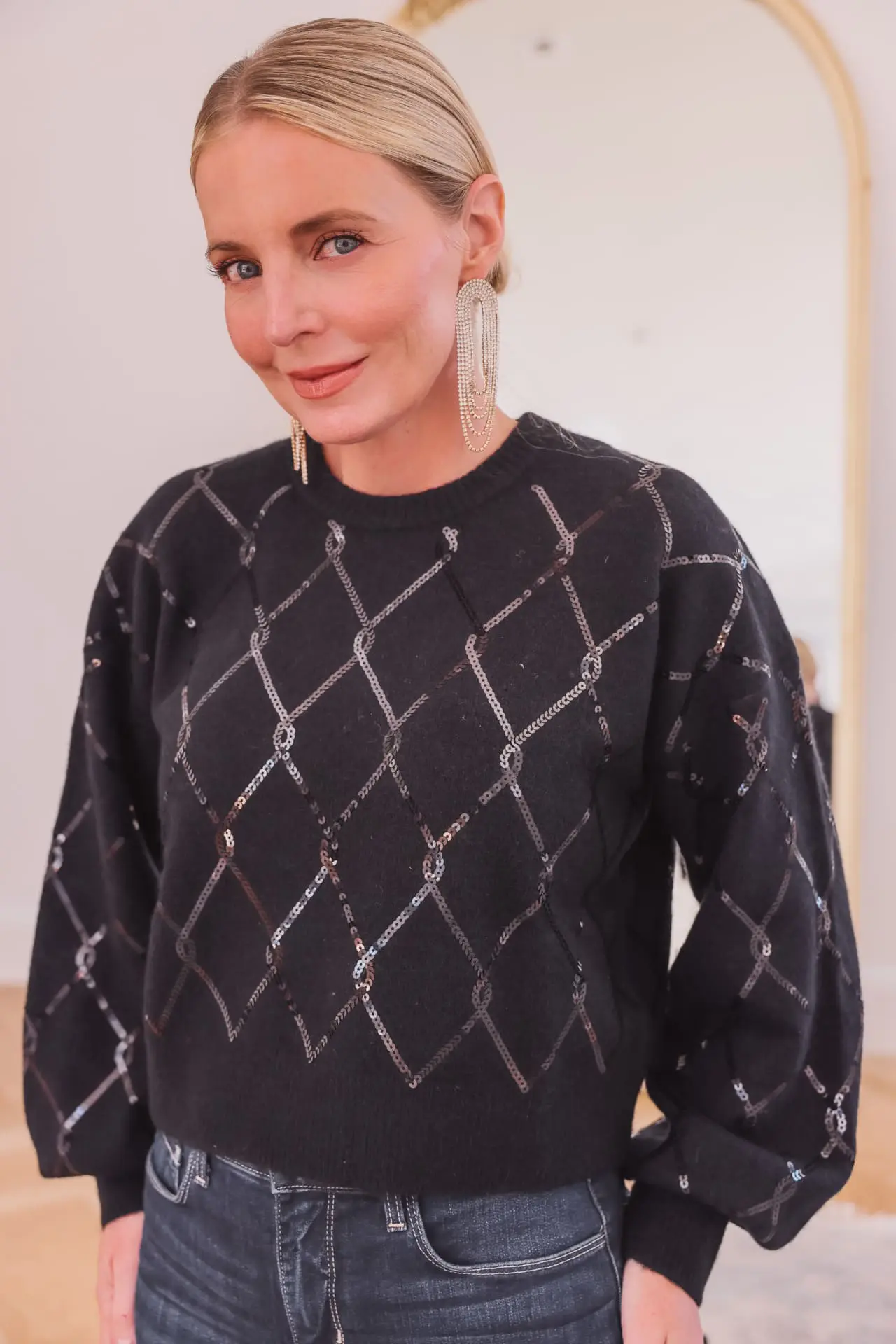 Black Splendid Sequin Sweater