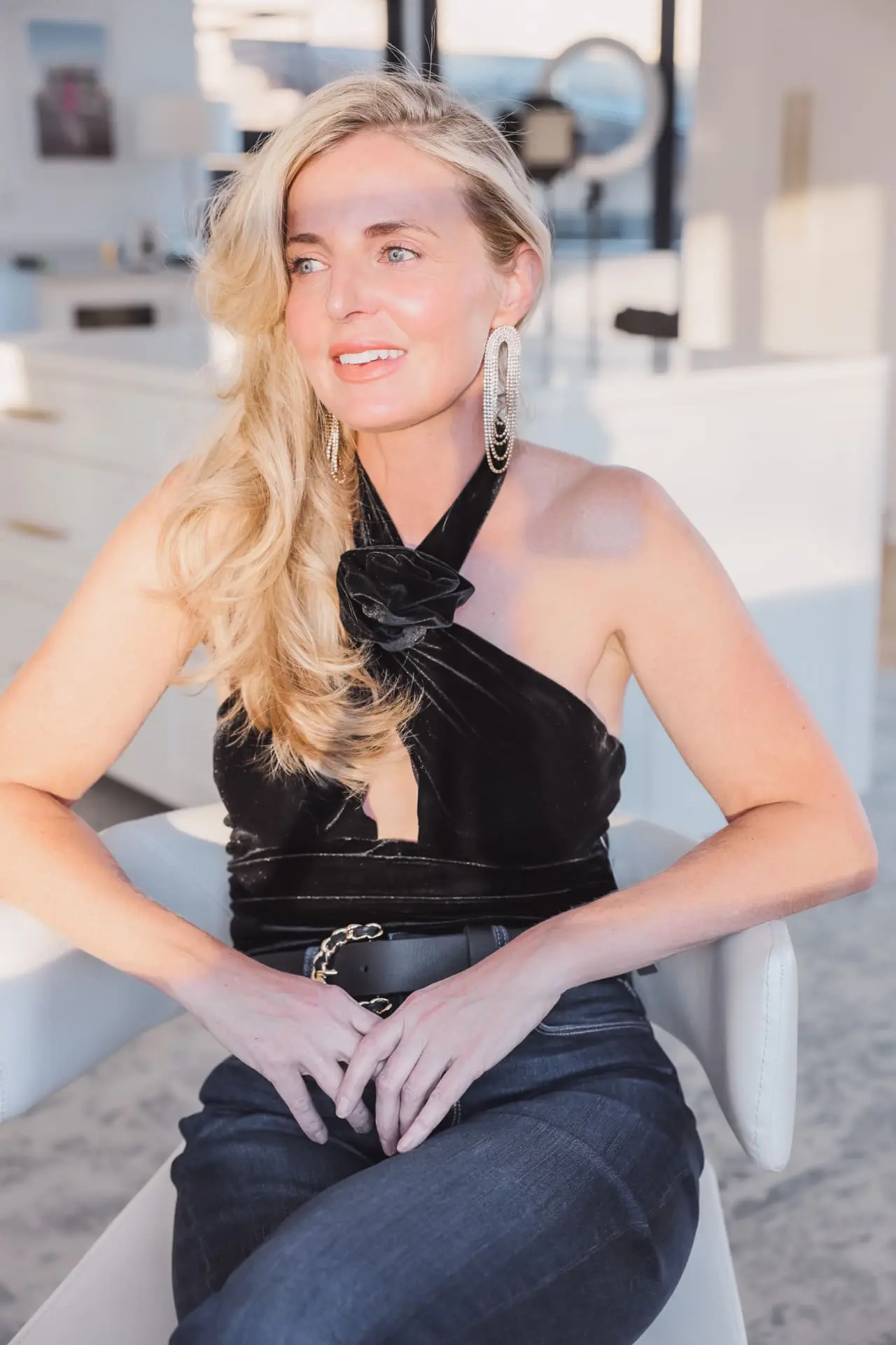 Black Bardot Velvet Halter Top | Affordable Holiday Tops