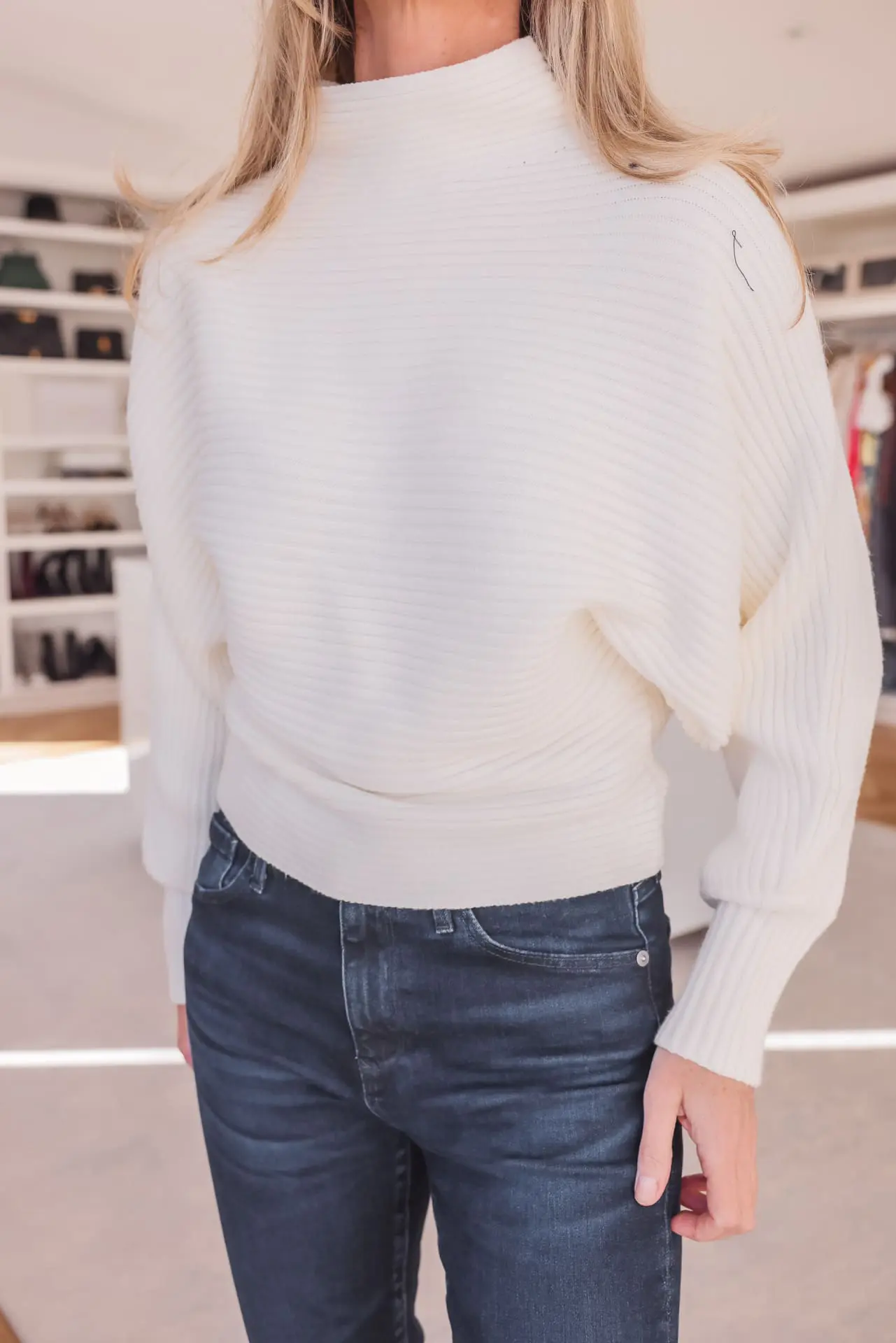 Mock Neck Ribbed Sweater