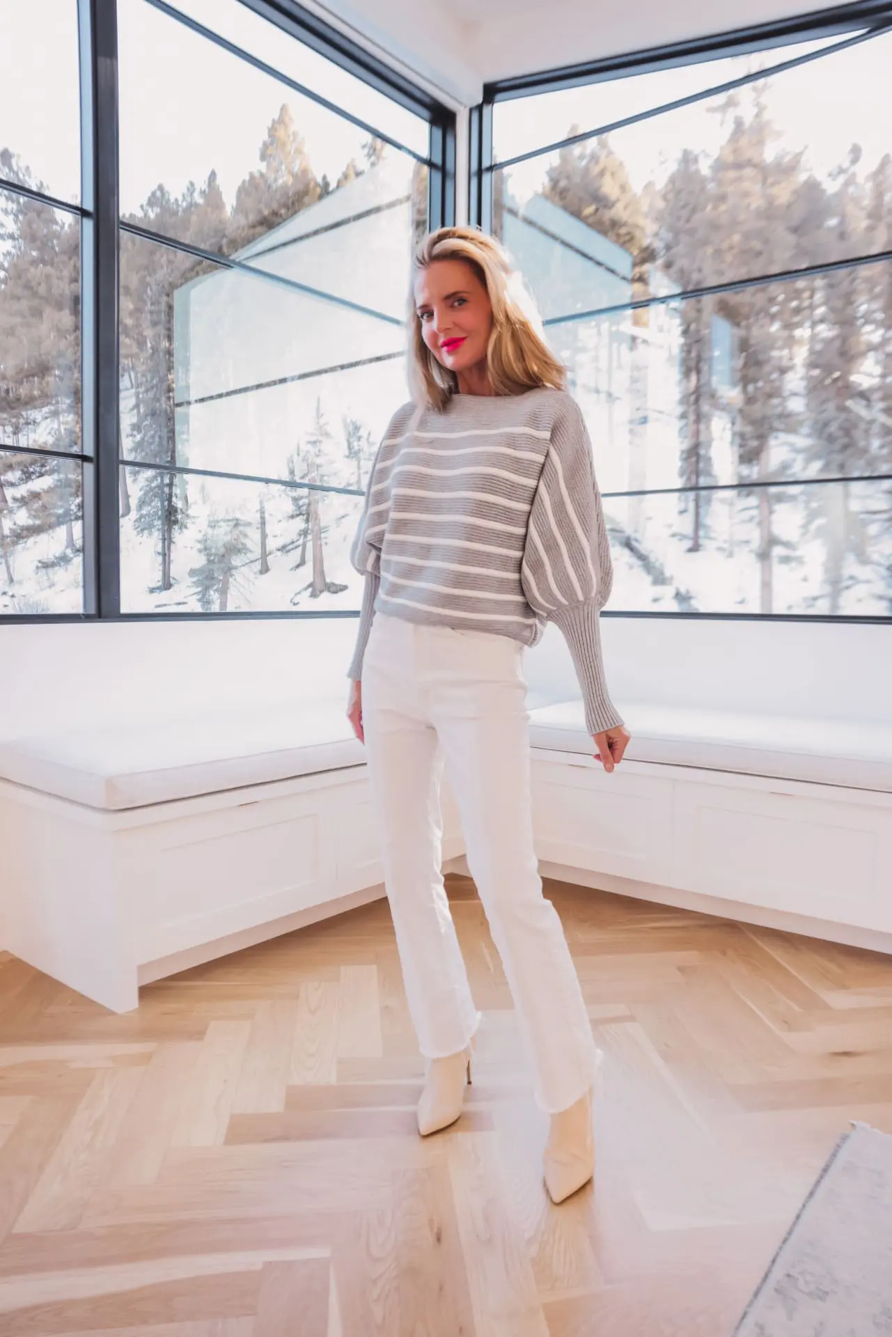 white jeans winter outfit