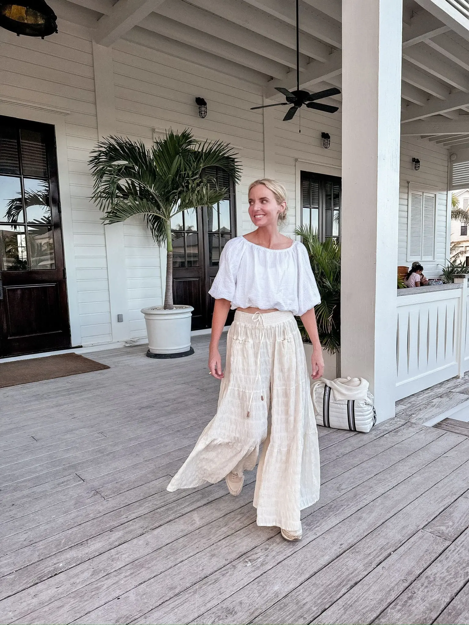 Wide-Leg Pants & Gauzy Top resort casual attire