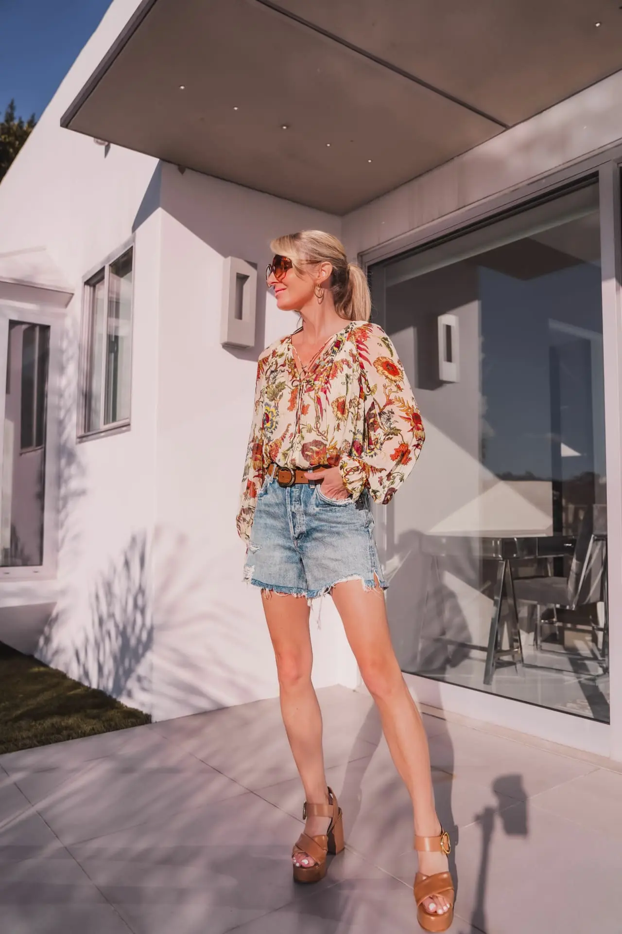 Ulla Johnson Print Top & Denim Shorts