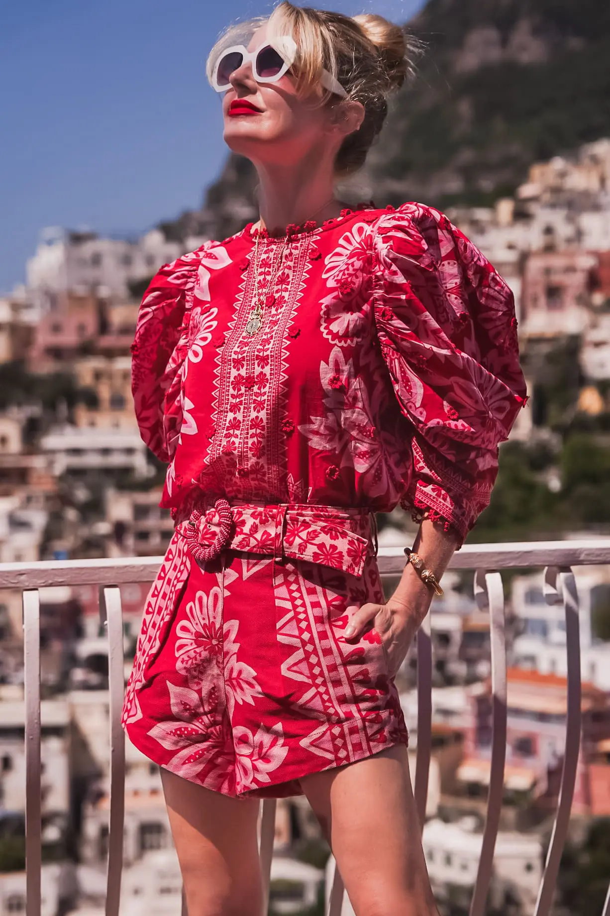 Red Printed Top & Shorts