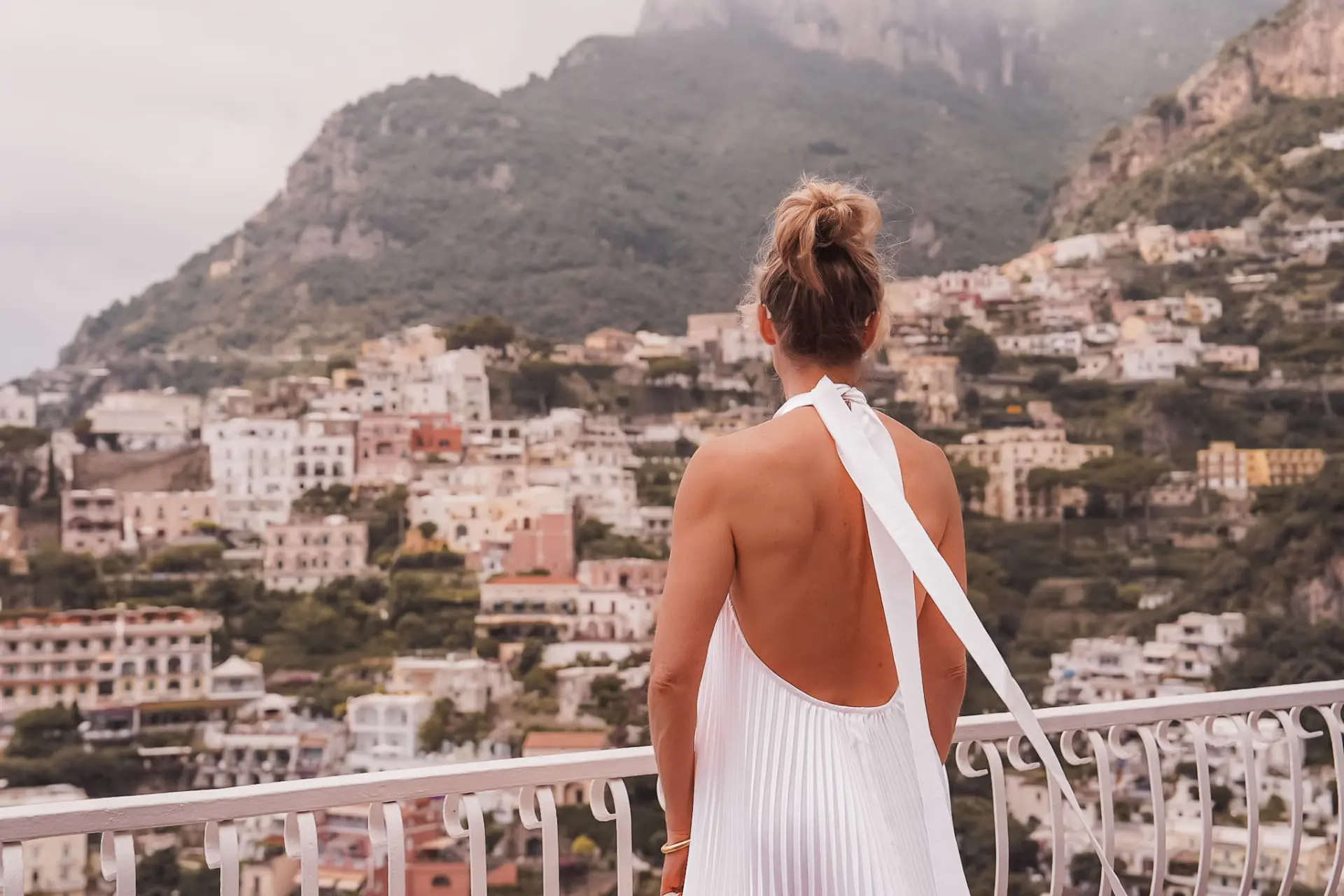 L’IDEE pleated gown open back