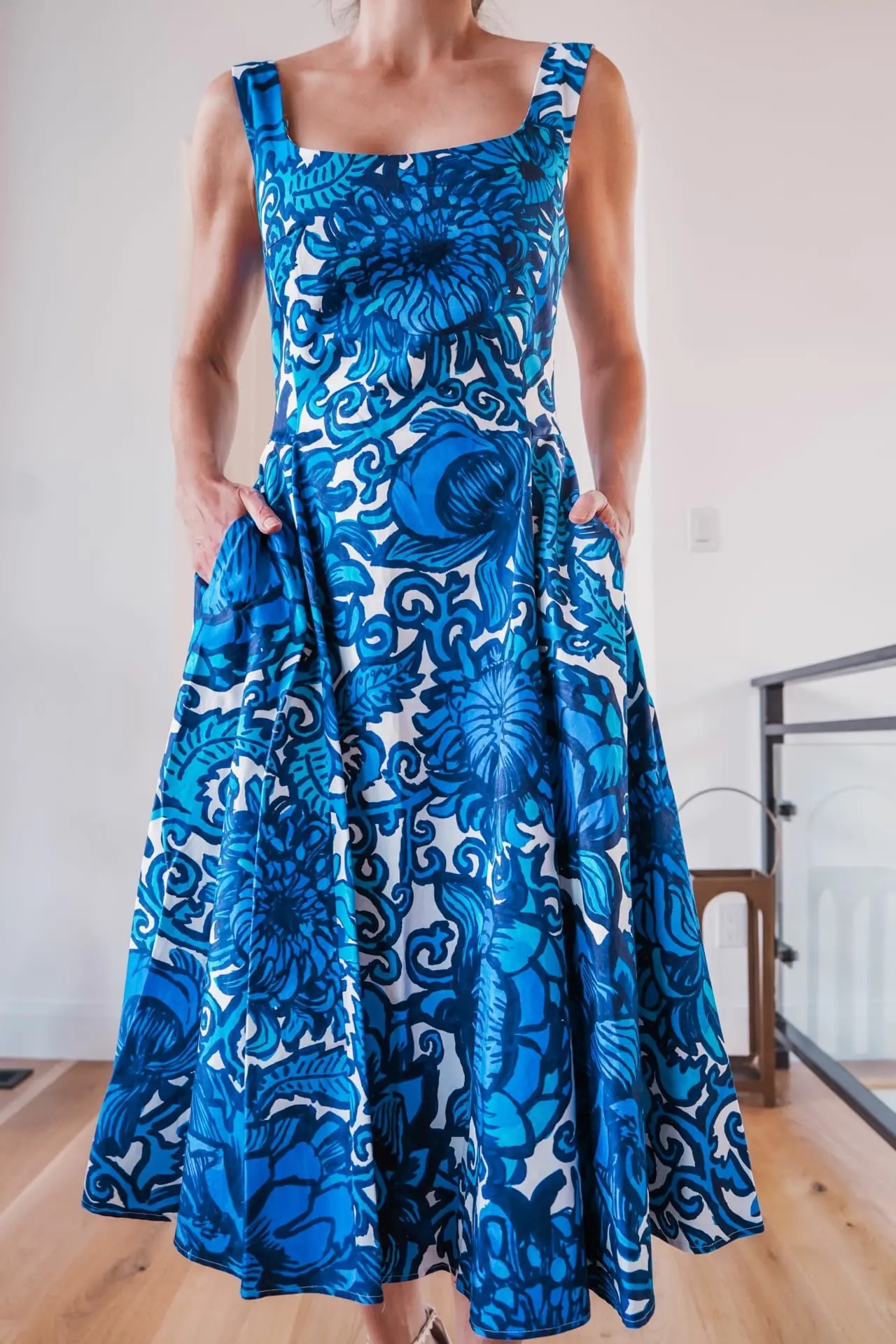 Fit & Flare Square Neck Dress | Dresses That Disguise Tummy