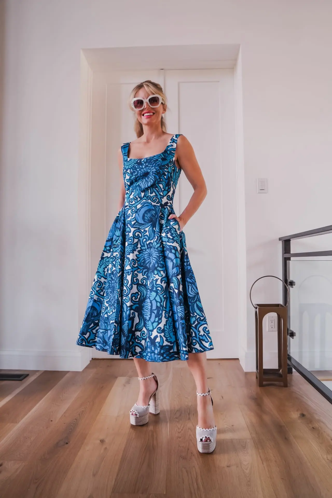 Fit & Flare Square Neck Dress | Dresses That Disguise Tummy
