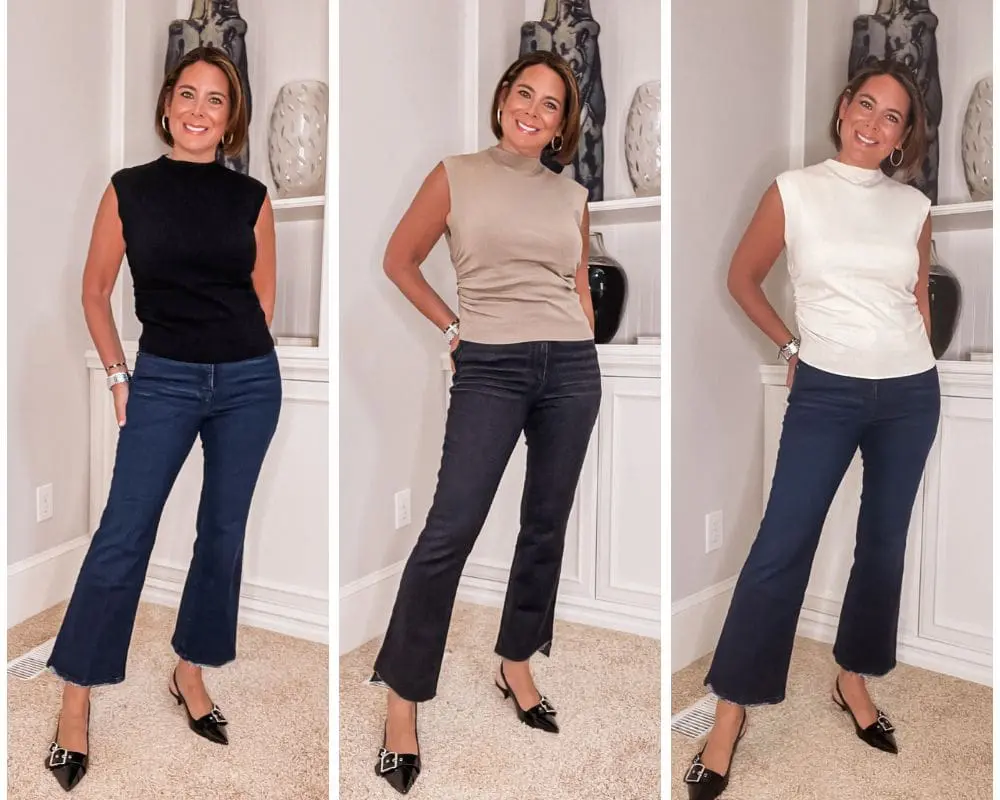 Open Edit Sleeveless Sweater & Good American Cropped Jeans
