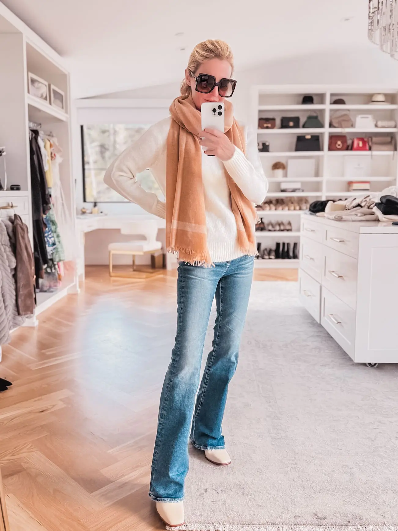 Vince Alpaca Sweater & AG Flare Jeans