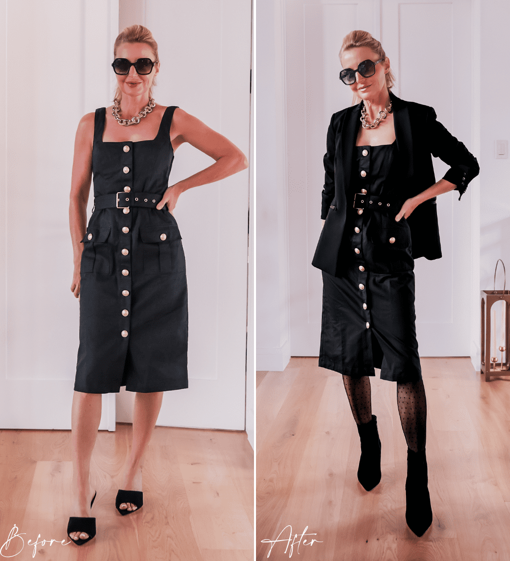 Transition Your Dress Into Fall before and after