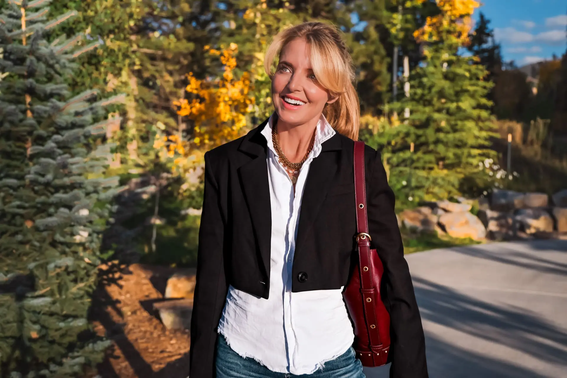 cropped blazer fall outfit