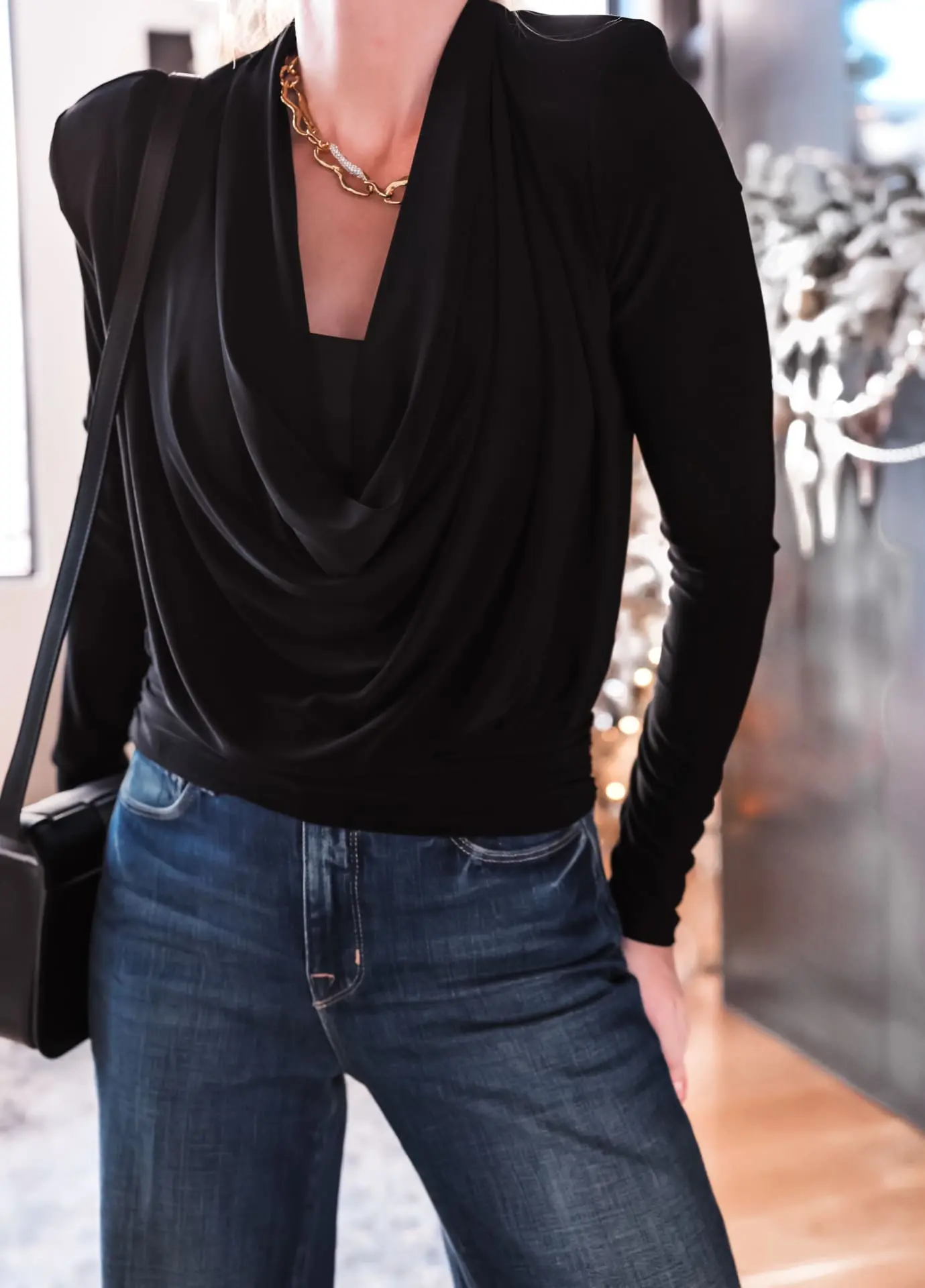 Draped Versatile Black Tops