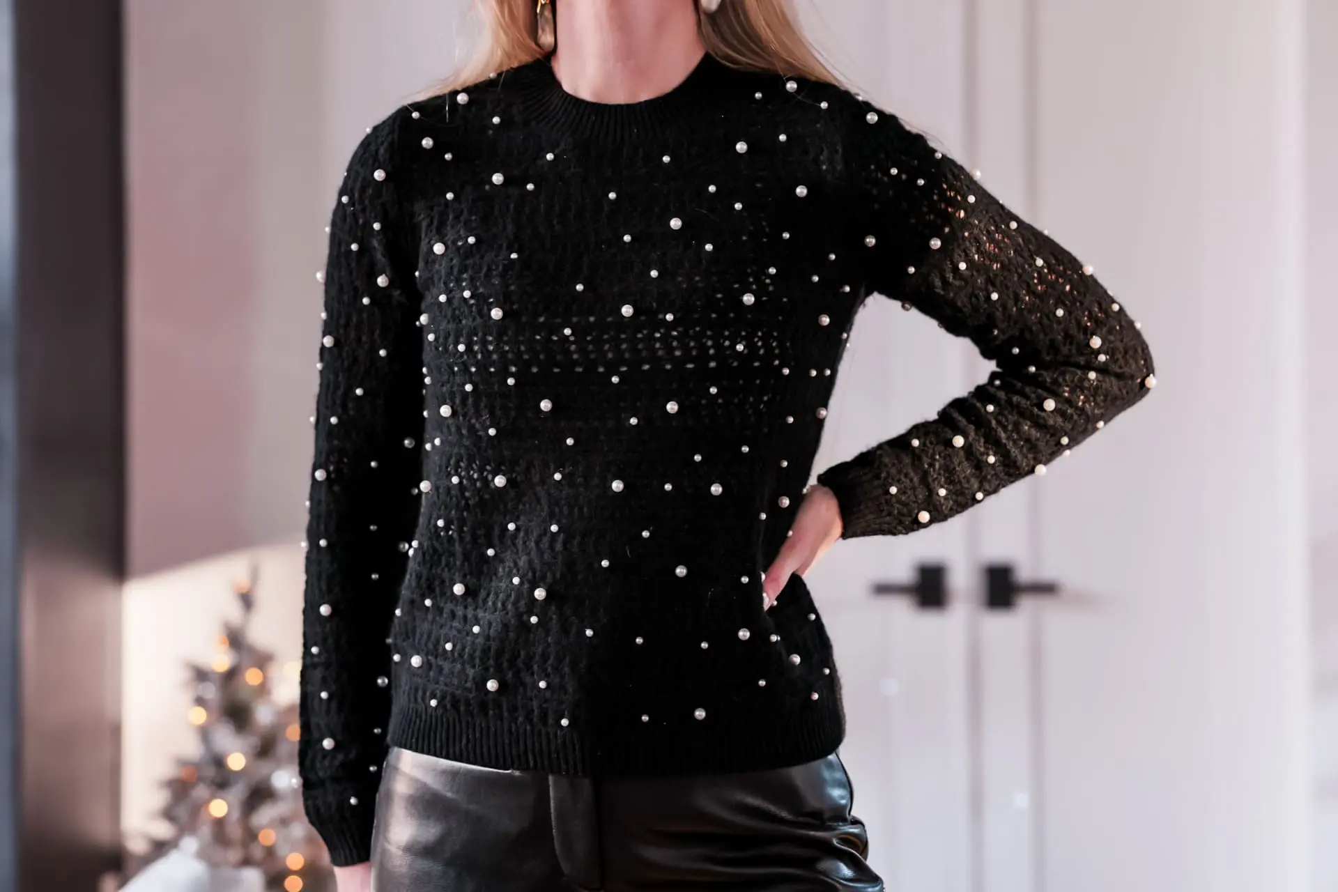 Pearl Embellished Cashmere Sweater