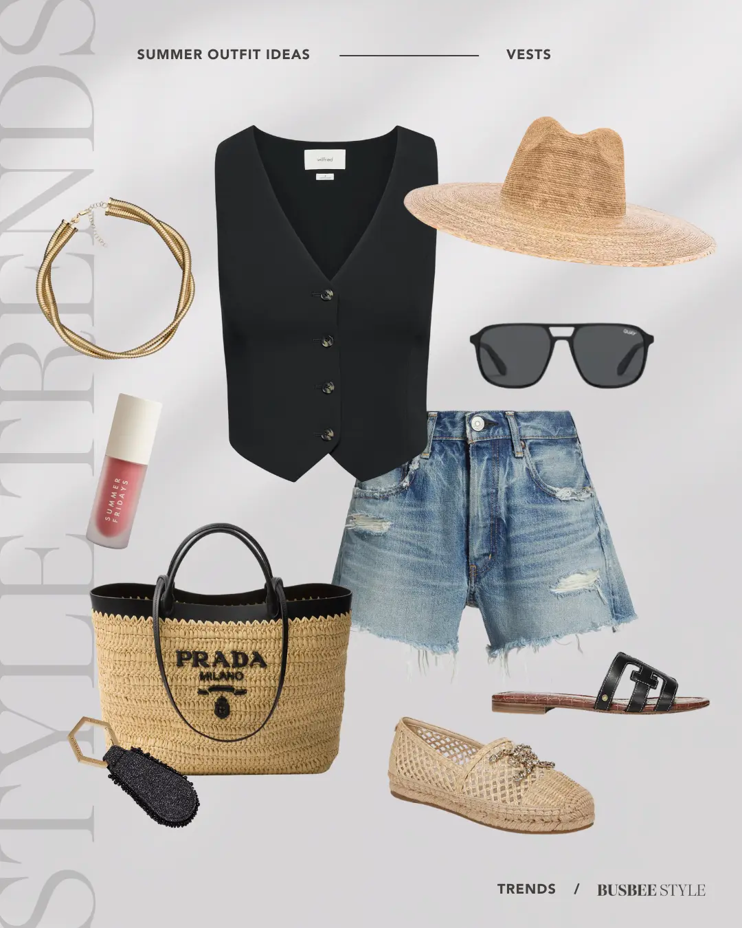 casual outfit with the vest trend