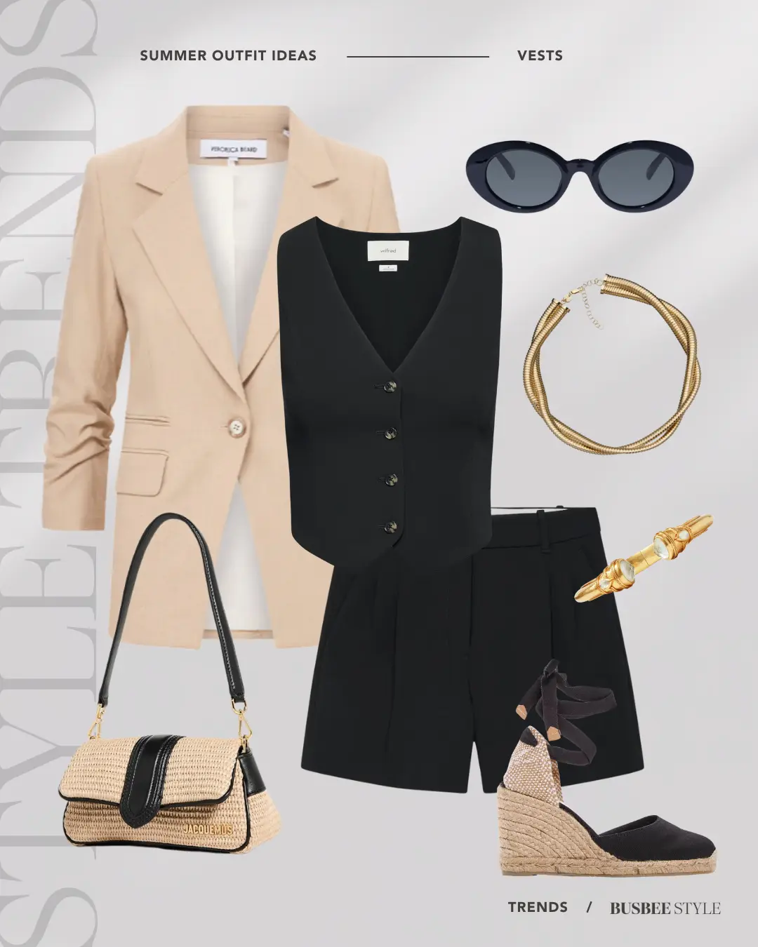 polished summer outfit with vest trend 2025