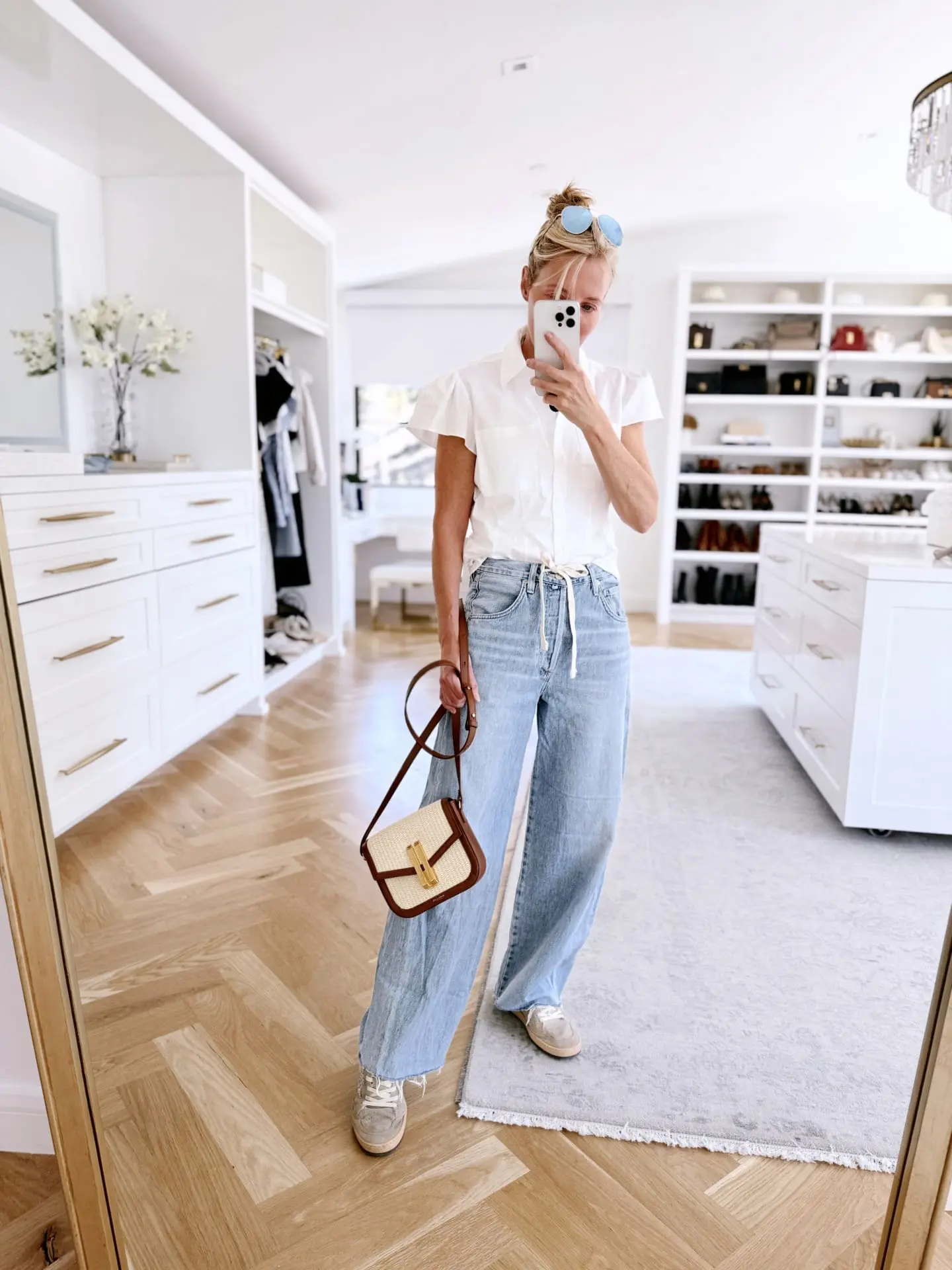 citizens of humanity tie-waist baggy jeans, summer denim trends of 2025