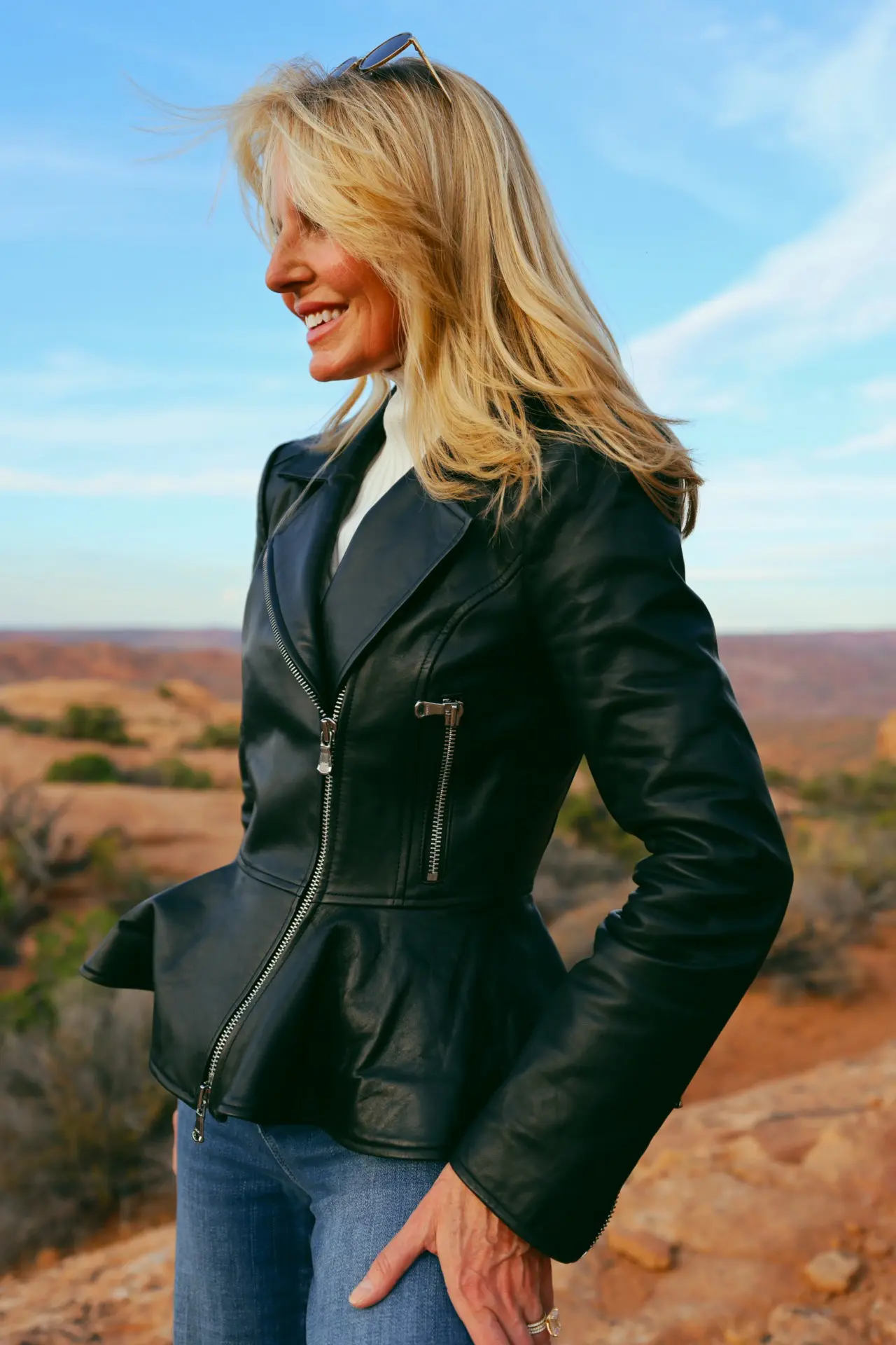 sexy leather jacket to wear with the perfect date night outfit formula