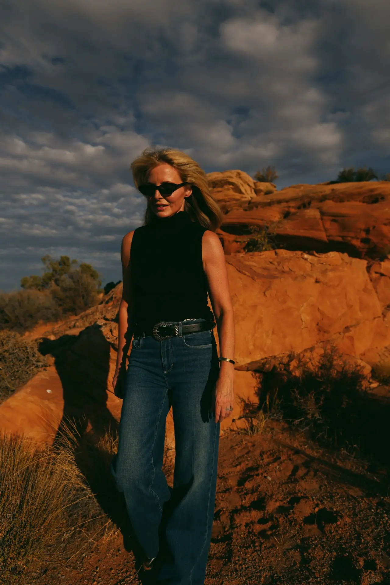 L'agence sleeveless black turtleneck with l'agence gwenna jeans