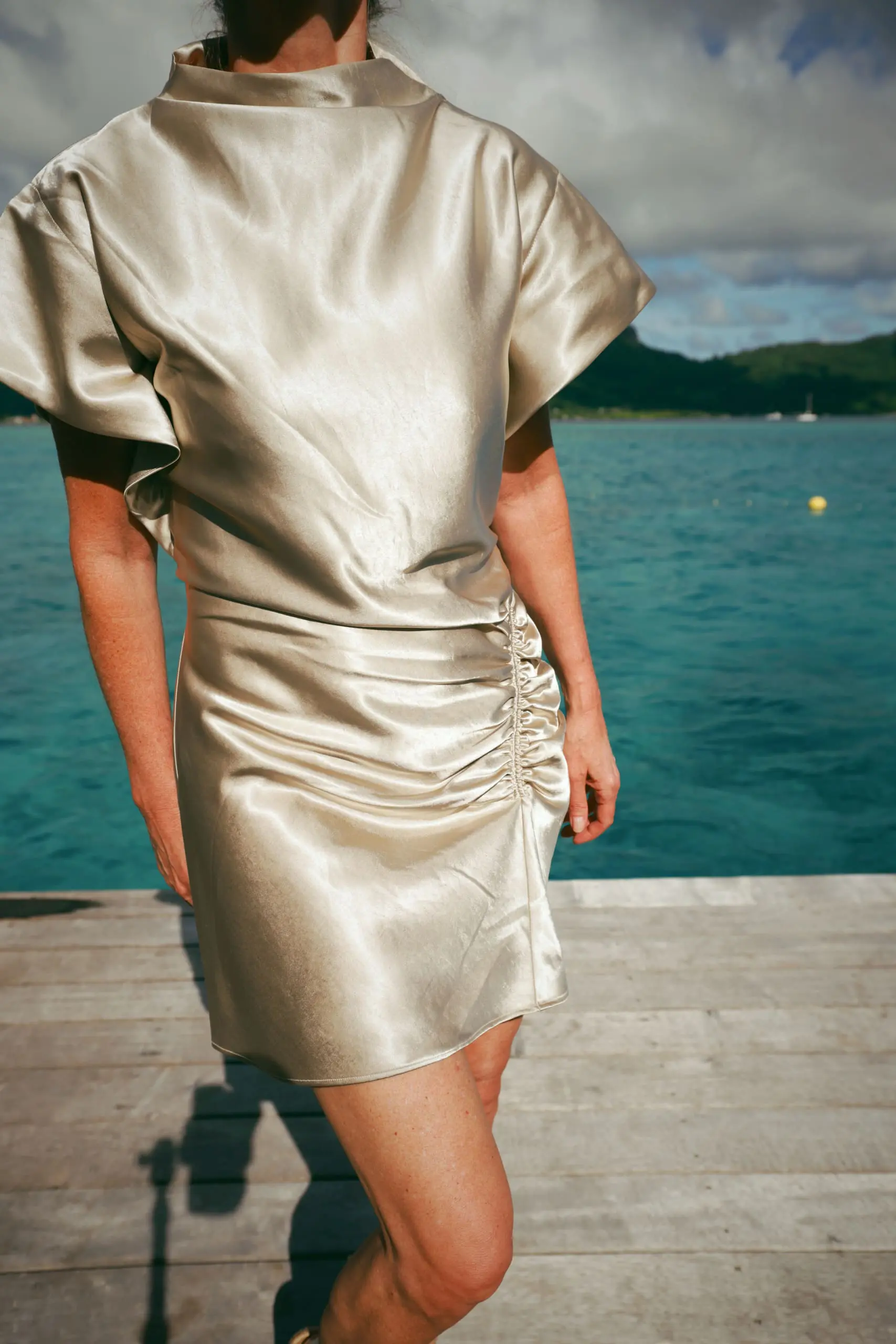 vacation outfit, metallic dress