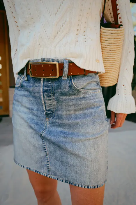 sweatpant material denim skirt