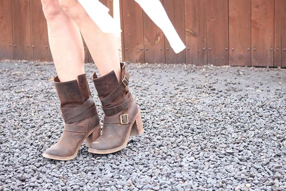Frye moto boots with buckles