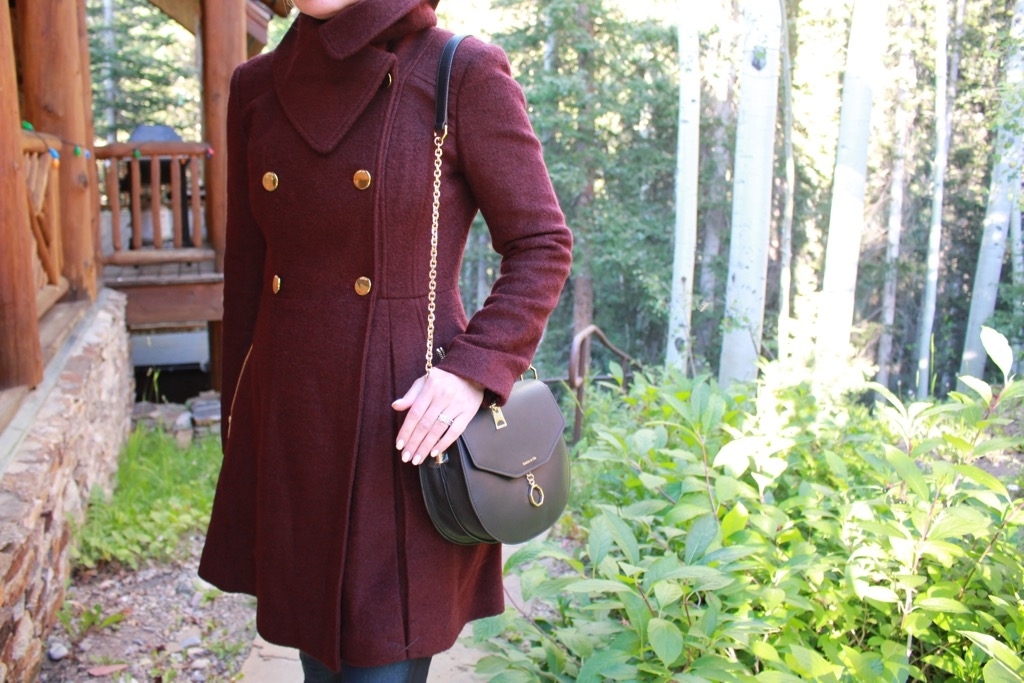 July Favorites, Nordstrom Sale Outfits, Guess coat, fit and flare coat, burgundy coat,