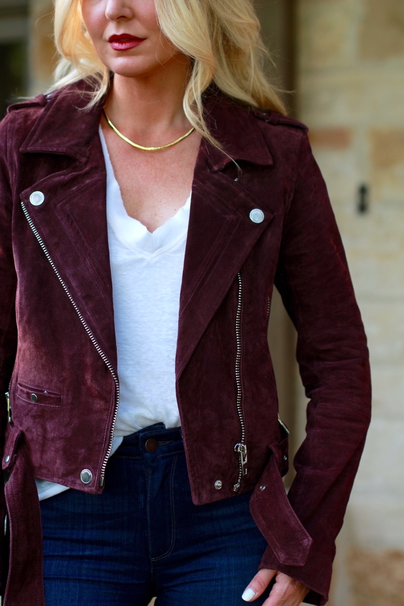 Velvet, moto jacket, back in stock, blank nye, cool mom outfits, outfit ideas, nordstrom, moto jacket, blank nyc, suede jacket, skinny jeans