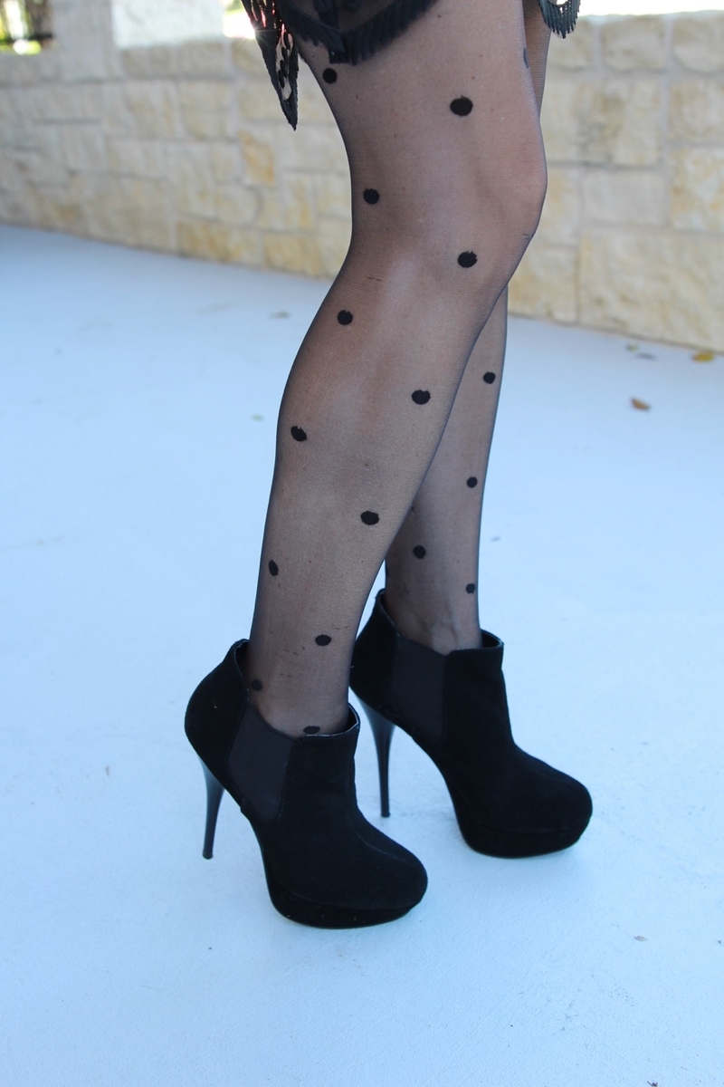 print on print for the holidays! These black polka dot stockings are the perfect accessory for your holiday dress this holiday party season 2016