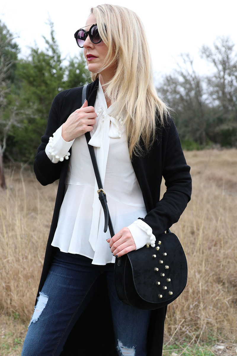 Pom pom blouse with bow neck by nicole miller form neiman marcus last call