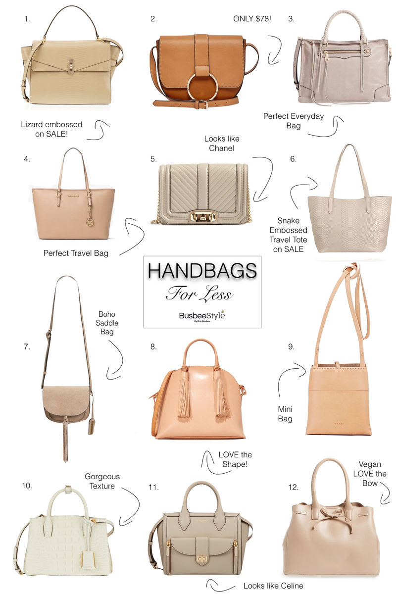 Blush, taupe, beige and white handbags for every budget including vegan and faux leather options by sole society, bags by Henri Bendel, Michael Kors, Gigi New York, Loffler Randall,