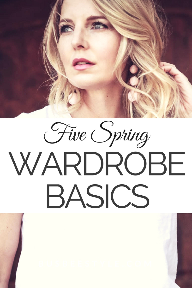 Five Spring Wardrobe Basics with nordstrom including white tee white sweater, skinny jeans booties and black pants