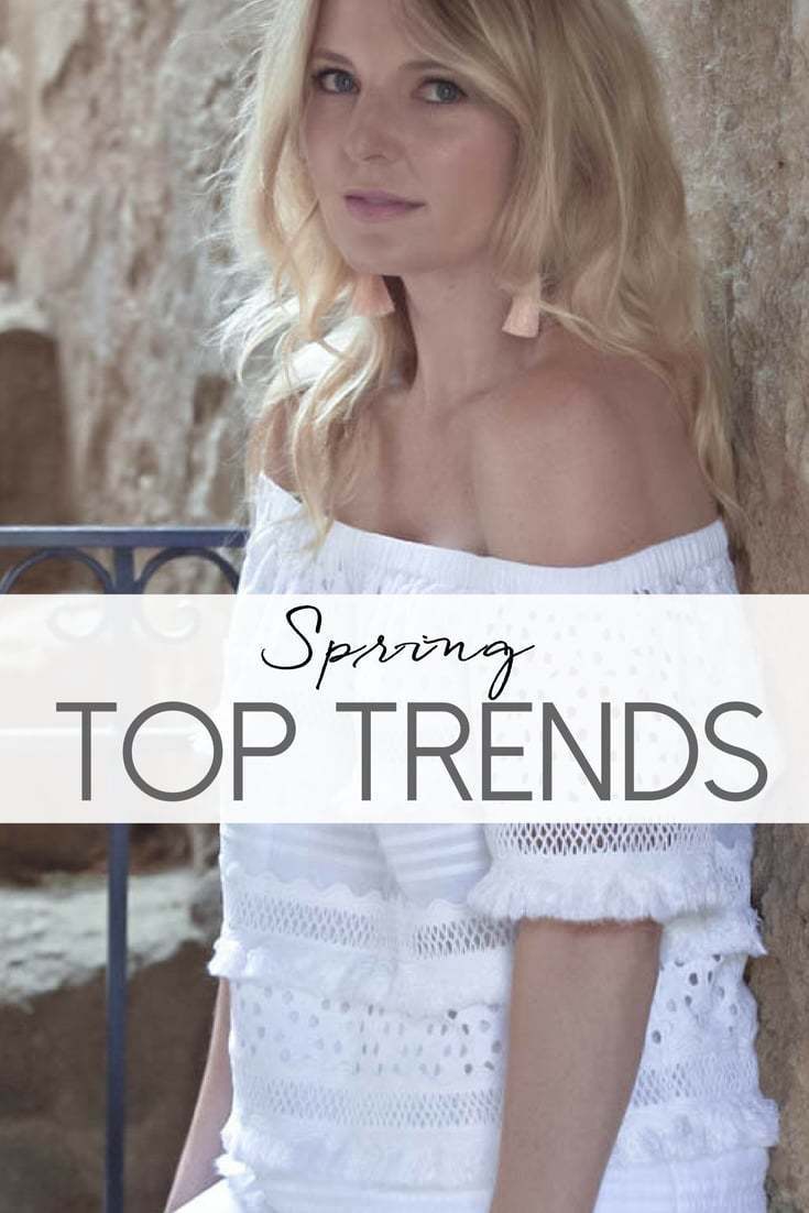 Top trends for spring 2017 including off shoulder tops, cold shoulder shirts, and ruffles! Post by fashion blogger and youtuber, Erin Busbee of BusbeeStyle from San Antonio, Texas 