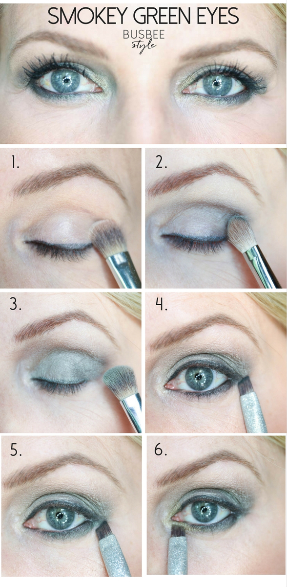 Beauty tips, makeup tips, makeup tutorial, how to create a smokey green eye look to make green and blue eyes standout, on fashion and beauty blogger over 40, erin busbee, busbeestyle.com, busbee style, the after shot, of this makeup look, before and after smokey eye makeup