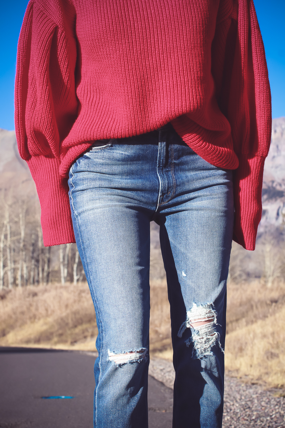 Sock Booties, what are they, how to style sock booties, featuring these red Steve Madden sock booties, Mother dazzler jeans, and a red oversized topshop turtleneck sweater