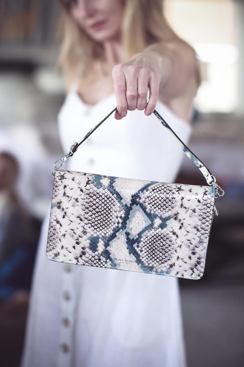 Best accessories featuring a snake print clutch and wallet from Henri Bendel on fashion blogger Erin Busbee of BusbeeStyle.com 
