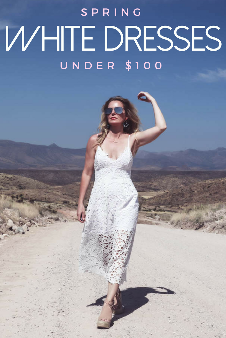 White Dresses Under $100 for Spring, erin busbee wearing white dress under $100