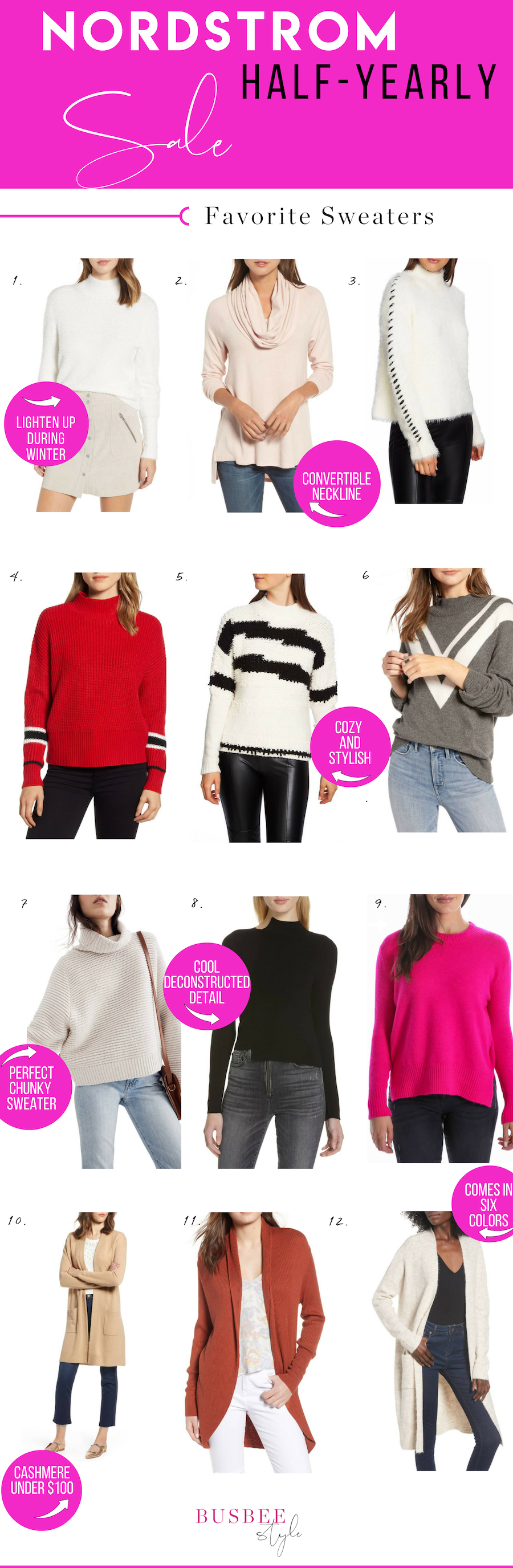 Erin Busbee of BusbeeStyle.com sharing 12 of the best sweaters and cardigans for the Nordstrom Half-Yearly Sale of 2018