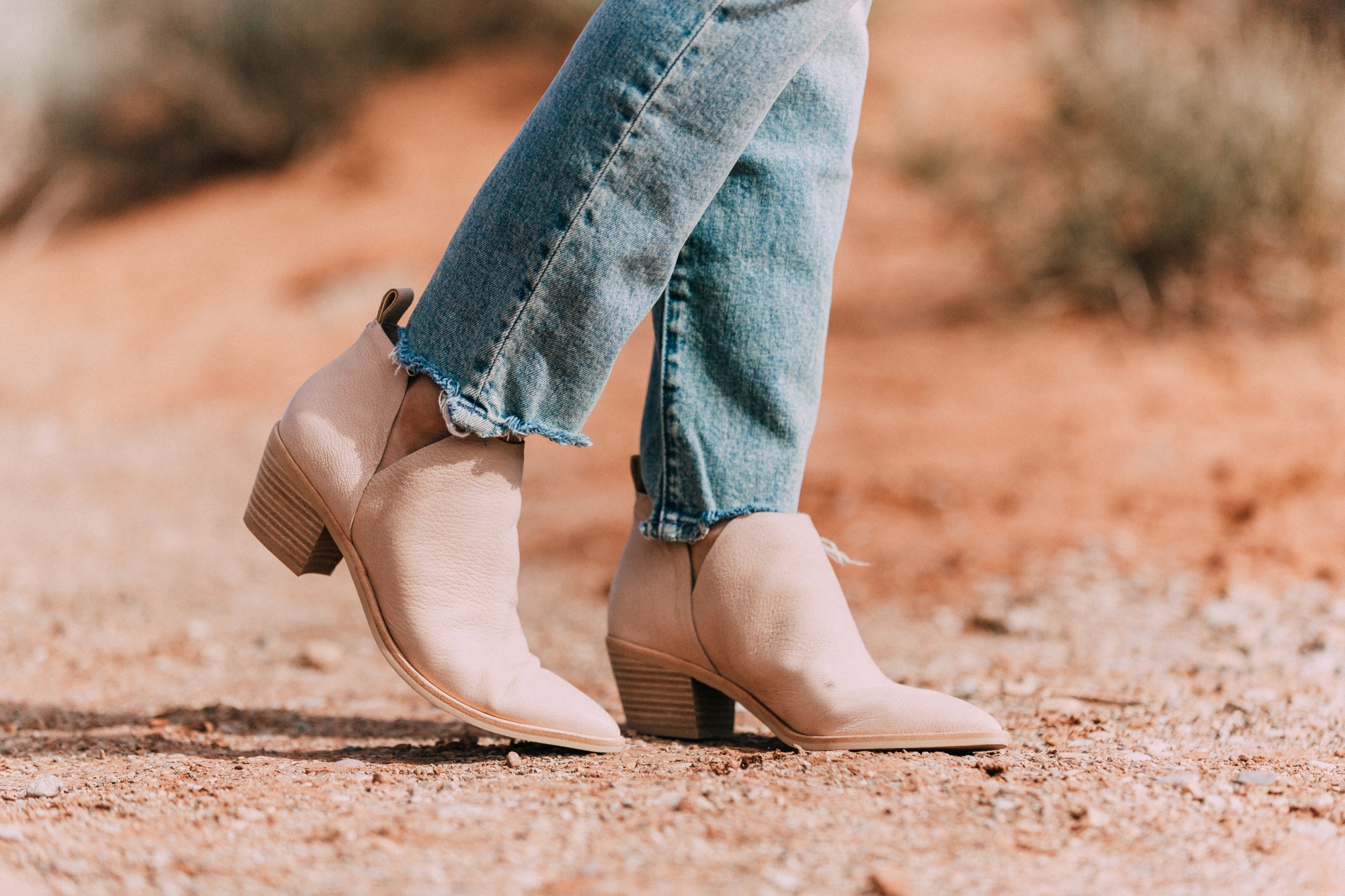 mother the rascal blue jeans in truth or dare wash with dolce vita sonni ankle booties in nubuck