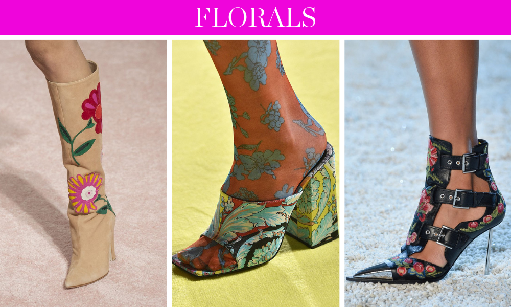 2019 runway shoe fashion trend floral boots and heels