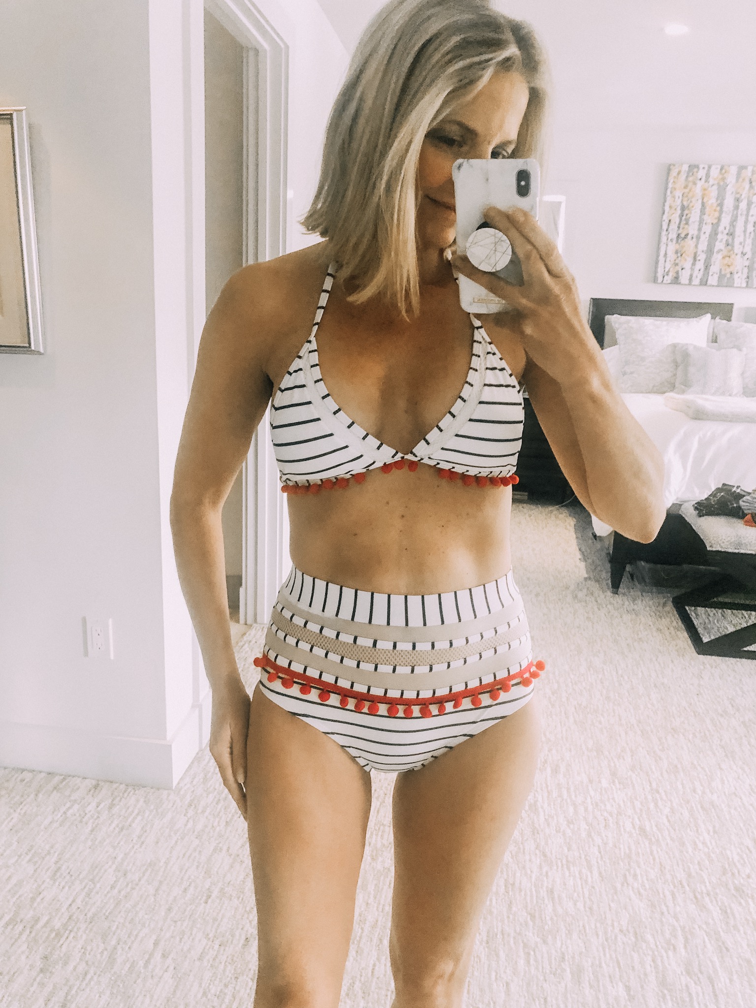 Affordable Swimwear featuring an amazing Amazon suit for only $25 that looks like Tularosa swimsuit on fashion blogger Erin Busbee of Busbeestyle.com