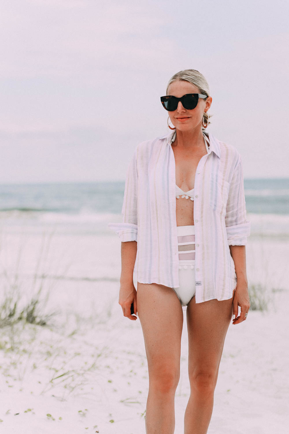 white button down beach cover up