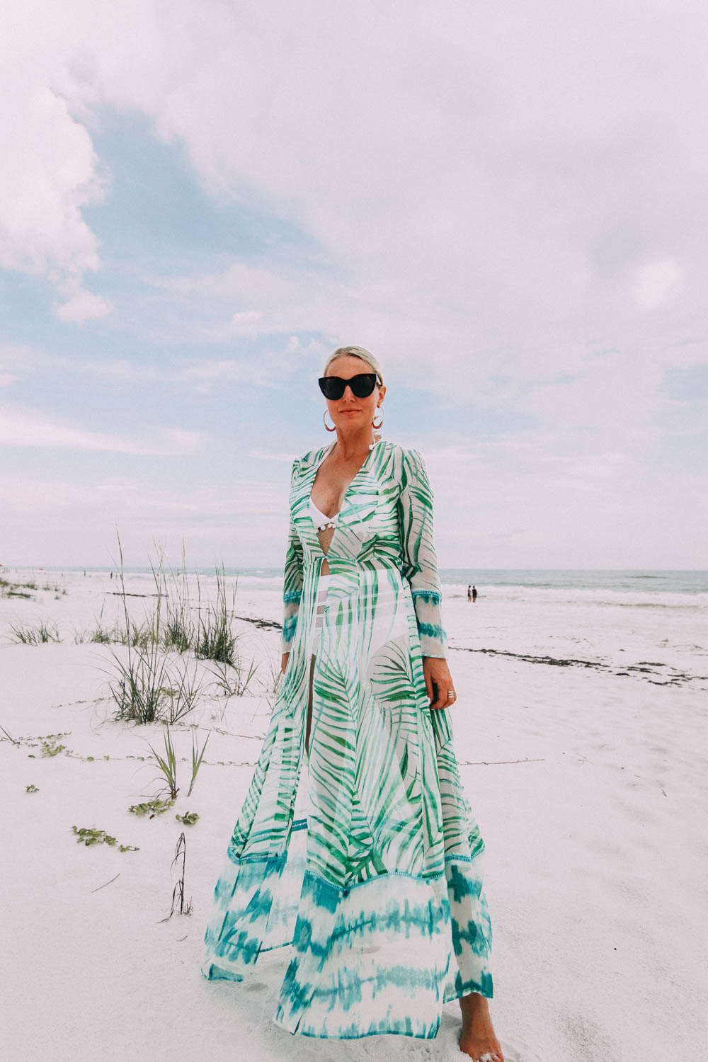 We Are Leone palm print full coverage beach cover up on fashion blogger in florida