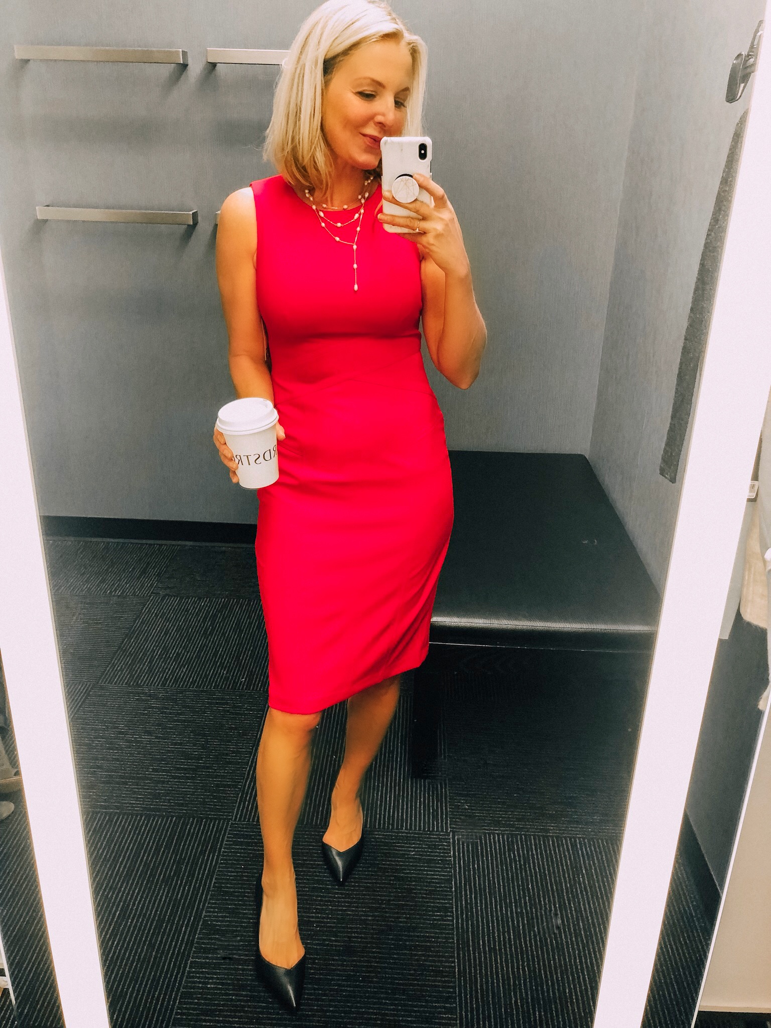 Red dress by Vince Camuto from Nordstrom Anniversary Sale 2019