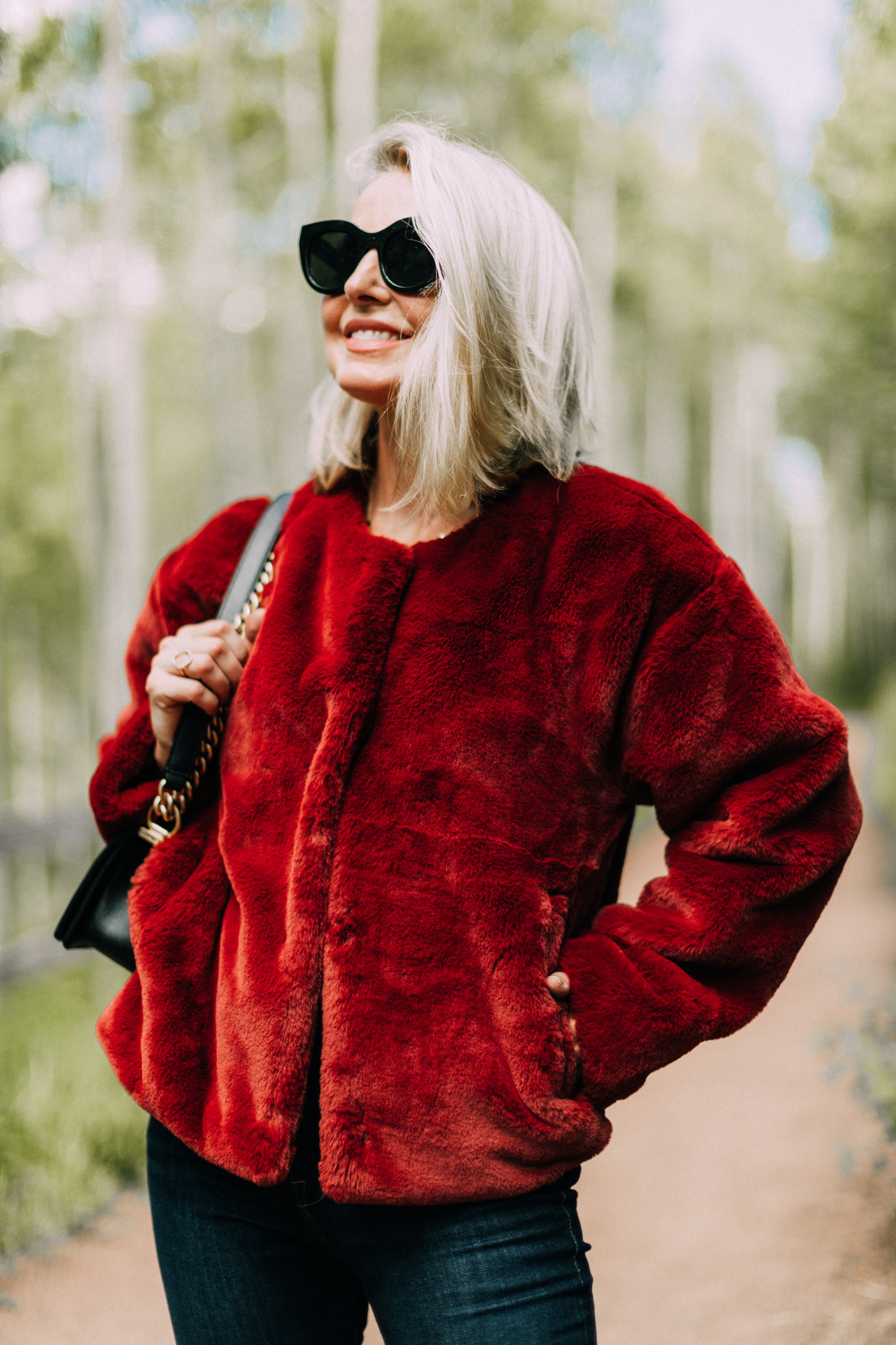 nordstrom anniversary sale 2019 best jackets including this faux fur jacket by Sanctuary on fashion blogger Erin Busbee in Telluride Colorado