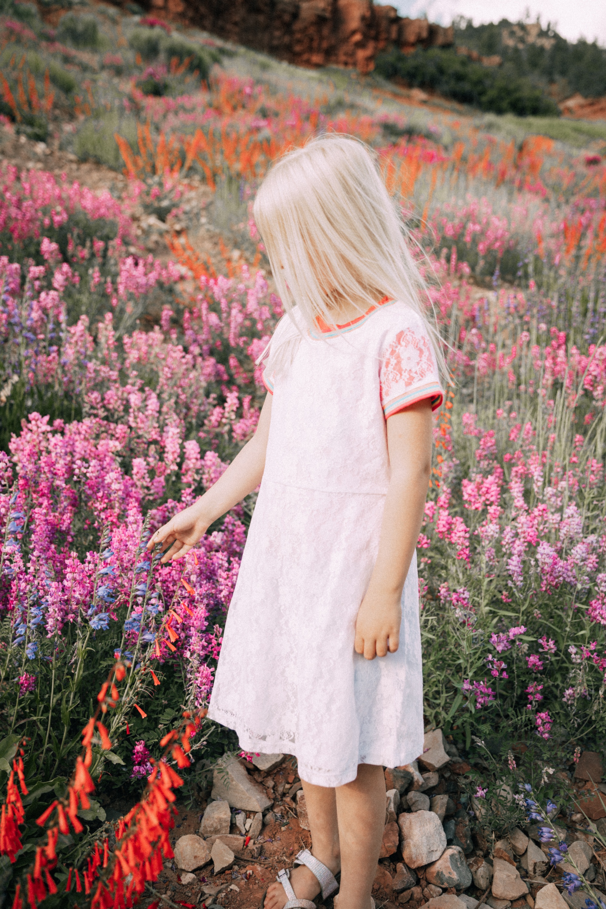 Back To School, Fashion blogger Erin Busbee of BusbeeStyle.com featuring kids fashion from Walmart with her kids in Telluride, CO, including a white rainbow trim dress and glitter sandals from Walmart