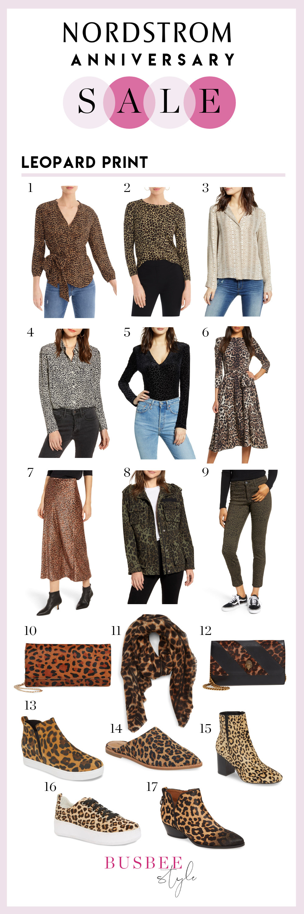 Leopard Print, Fashion blogger Erin Busbee of BusbeeStyle.com sharing the best leopard print pieces from the Nordstrom Anniversary Sale 2019 including tops, jackets, bottoms, accessories, and shoes