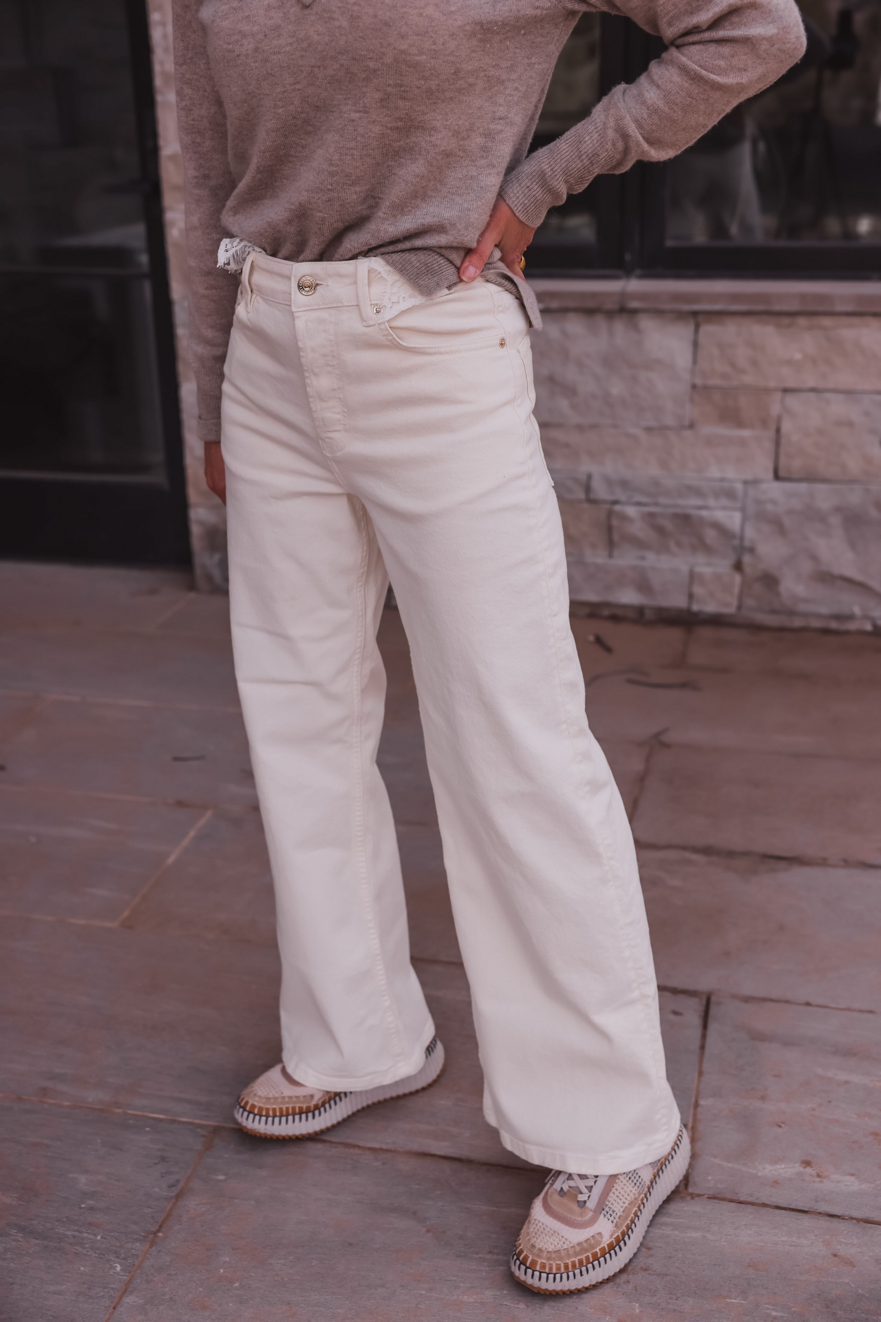 white jeans for summer, best white jeans, white jeans that aren’t see-through, maje white prairie, cropped, wide leg jeans